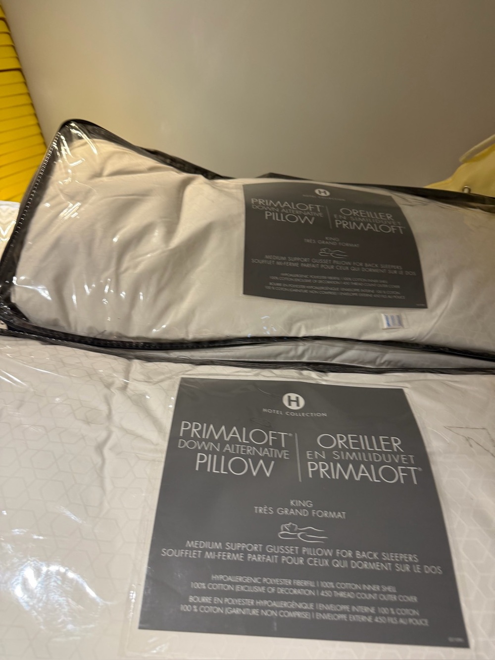 NWT Hotel Collection Primaloft Down Alternative Pillows - 2 King medium support